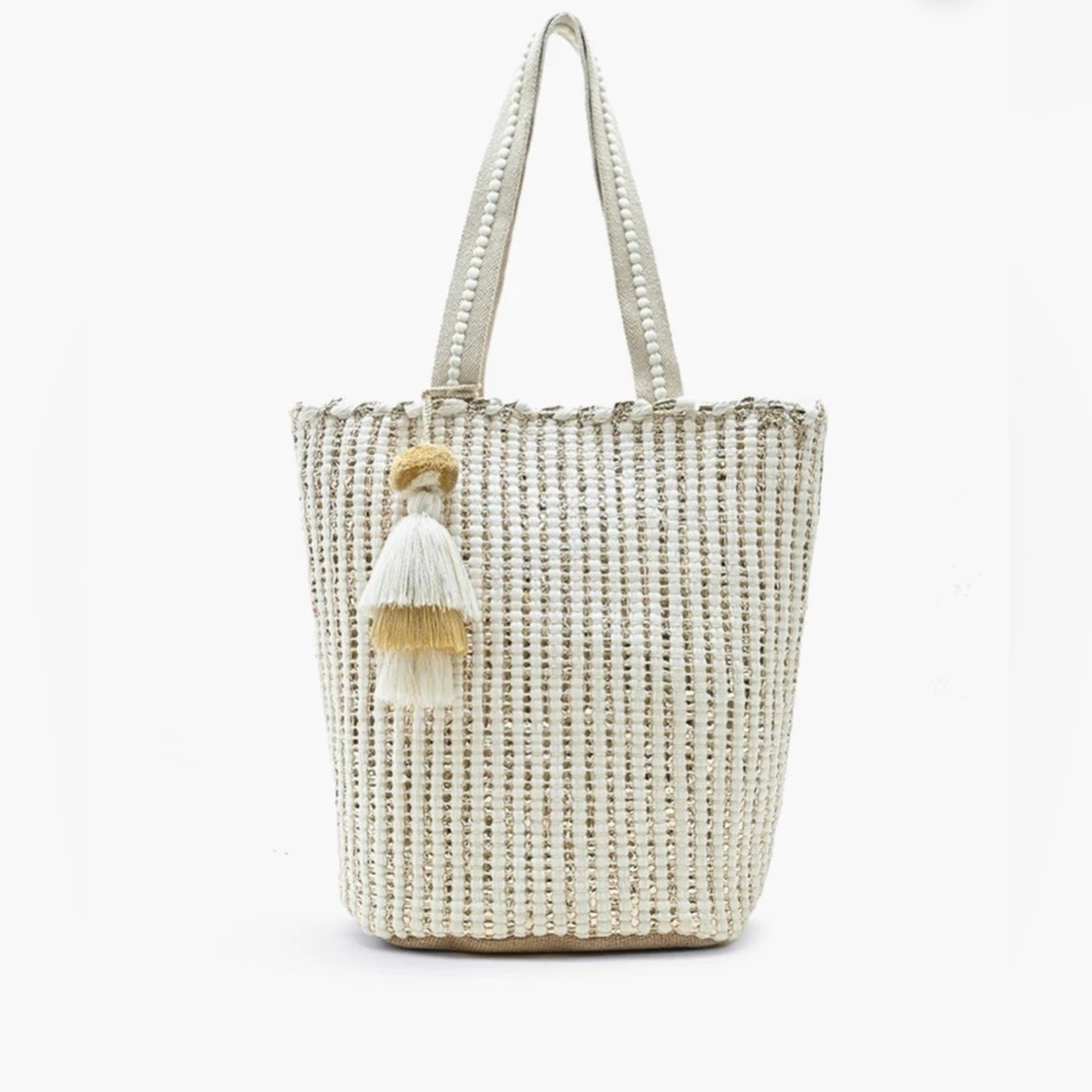 America & Beyond Natural Beauty Upcycled Hand Woven Tote